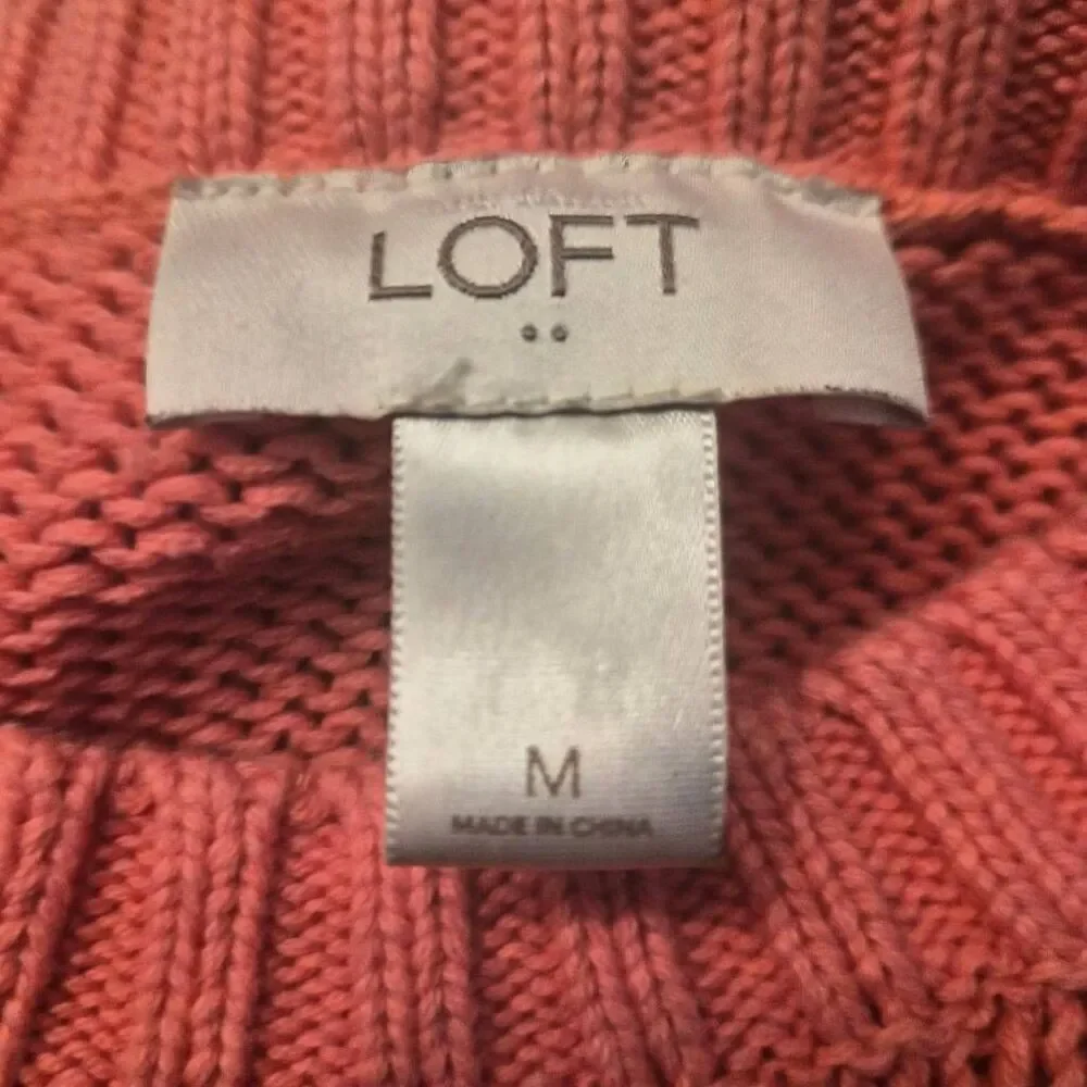 LOFT Pink & Navy Blue Striped Long-sleeve Sweater: Fun Nautical Coastal Summer